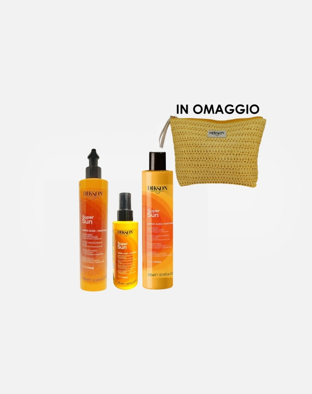 Kit Solare Capelli Dikson Super Sun - Shampoo Maschera Siero Protettivo e Pochette IN OMAGGIO