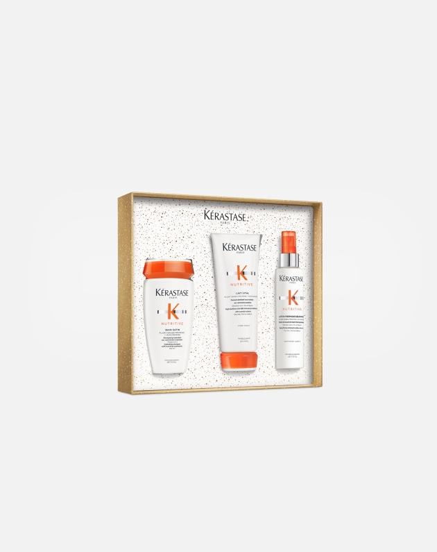 Cofanetto Kerastase Nutritive Con Shampoo, Balsamo E Termoprotettore Per Capelli Secchi