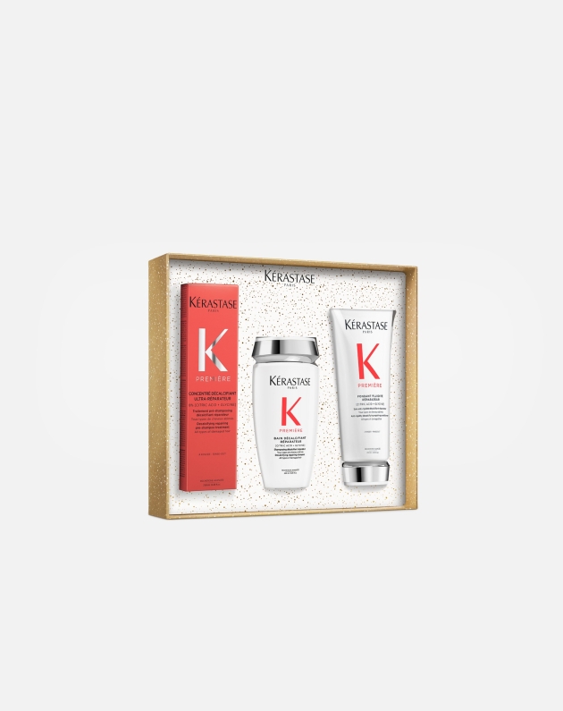 Cofanetto Kerastase Premiere Con Pre-Shampoo, Shampoo E Balsamo Decalcificante per Capelli Danneggiati